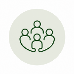 Icon: Menschen bilden einen Kreis, um Zusammenhalt und Gemeinschaft zu symbolisieren – Inklusion.