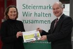 Bettina Vollath und Johann Seitinger mit dem Nachbarschaftsbarometer